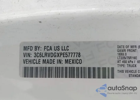 2023 Ram Promaster 2500 High Roof 159 Wb z USA, uszkodzony, nr VIN 3C6LRVDGXPE577778